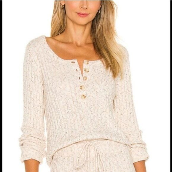 NWT Heartloom Lilah Henley Knit Ribbed Trim Long Sleeve Sweater - Picture 1 of 10
